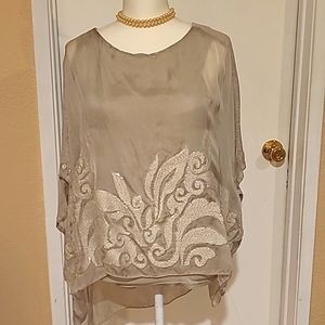 Italian brand taupe sequin top. Size small